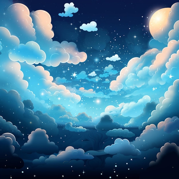 c'è un'immagine di un cielo notturno con nuvole e stelle generative ai