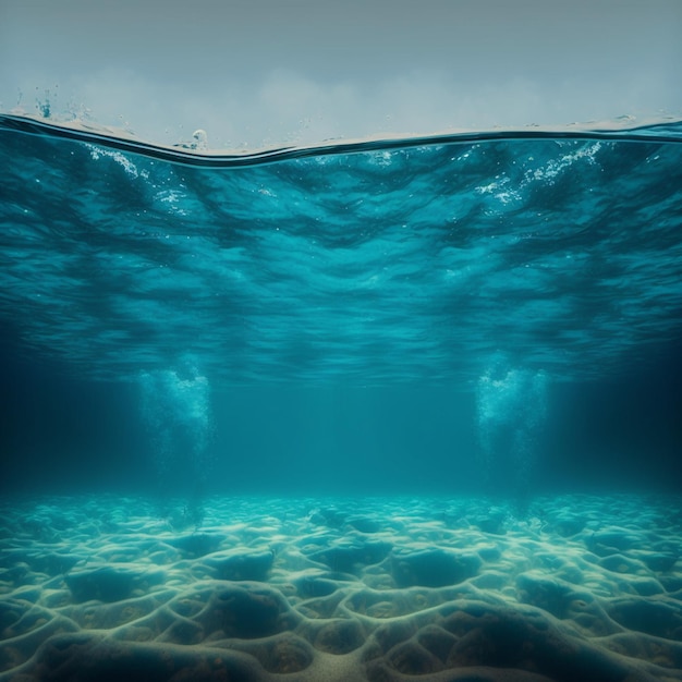 C'è un'immagine di una scena subacquea con molta intelligenza artificiale generativa dell'acqua