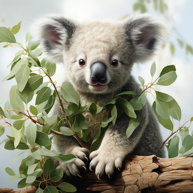 c'è un koala seduto su un ramo generativo ai