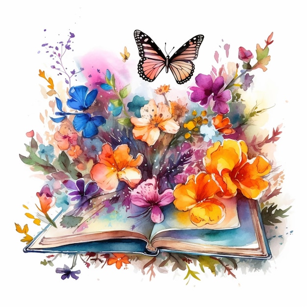 C'è un libro con una farfalla in cima generativo ai
