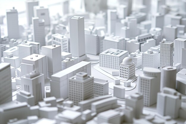c'è un modello di una città con una torre dell'orologio in cima generativa ai