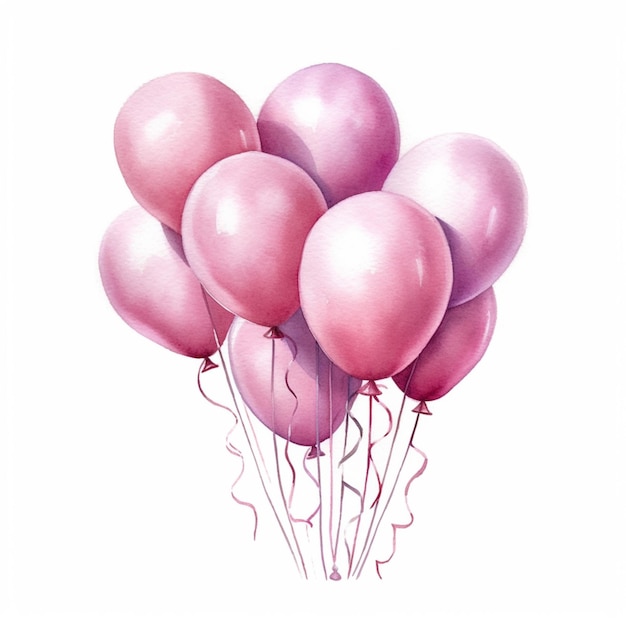 c'è un mucchio di palloncini rosa che sono su uno sfondo bianco generativo ai