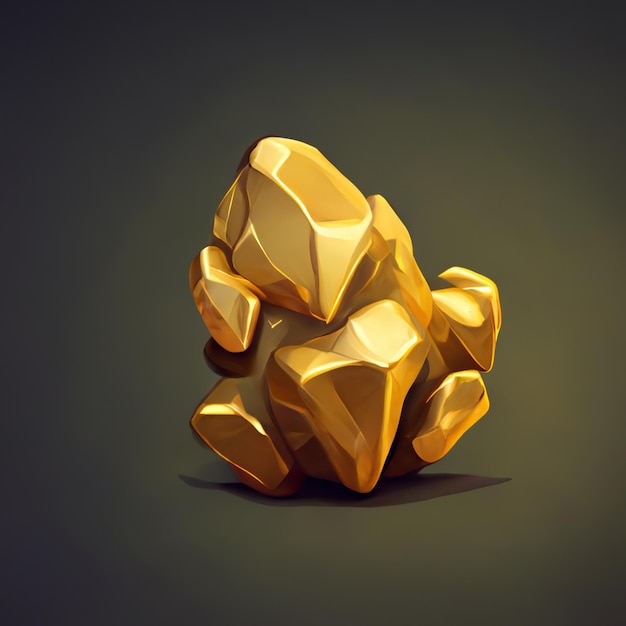 C'è un mucchio di rocce d'oro su uno sfondo scuro AI Generative