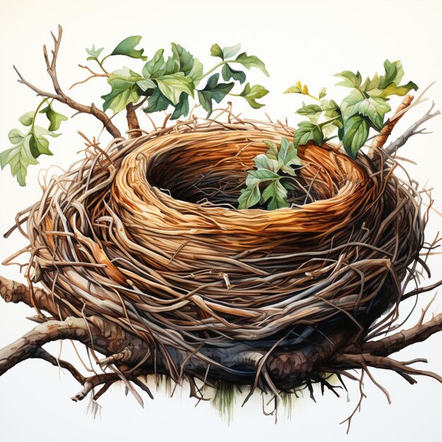 c'è un nido d'uccello con una pianta che ne cresce generativa ai
