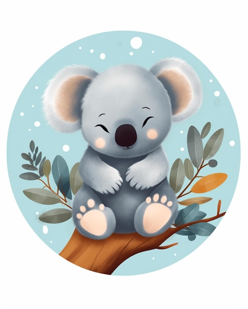 C'è un orso koala seduto su un ramo di albero generativo ai