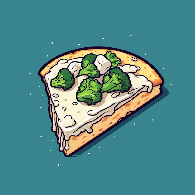 c'è un pezzo di pizza con sopra i broccoli ai generativi