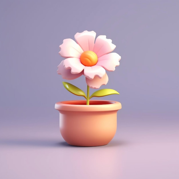 C'è un piccolo fiore rosa in un piccolo vaso ai generativo