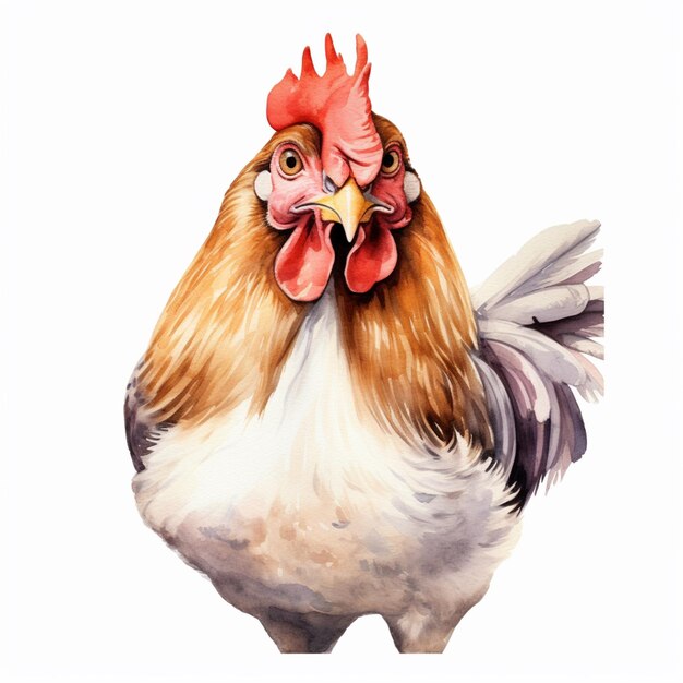 c'è un pollo con una cresta rossa sulla testa generativa ai