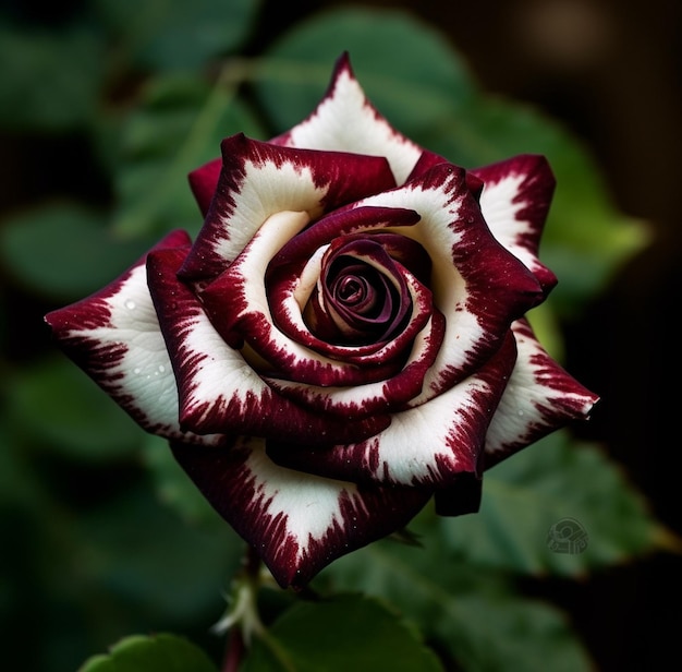 c'è un primo piano di un fiore con un centro bianco e scuro generativo ai