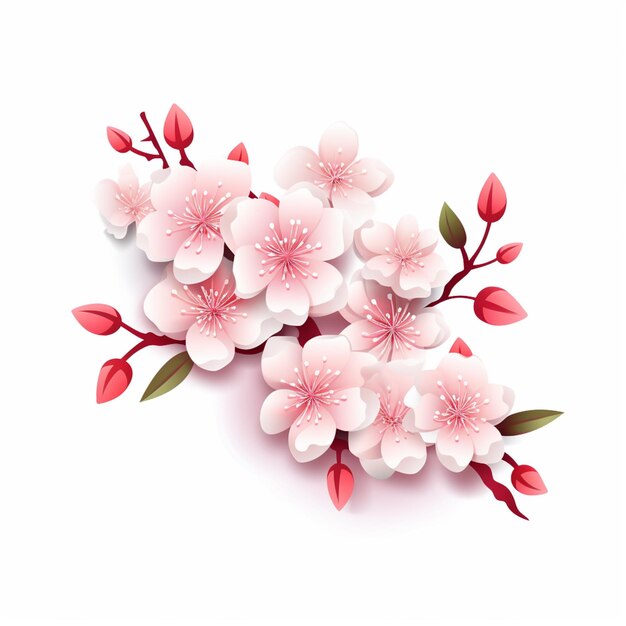 C'è un ramo di un ciliegio con fiori rosa generativi ai