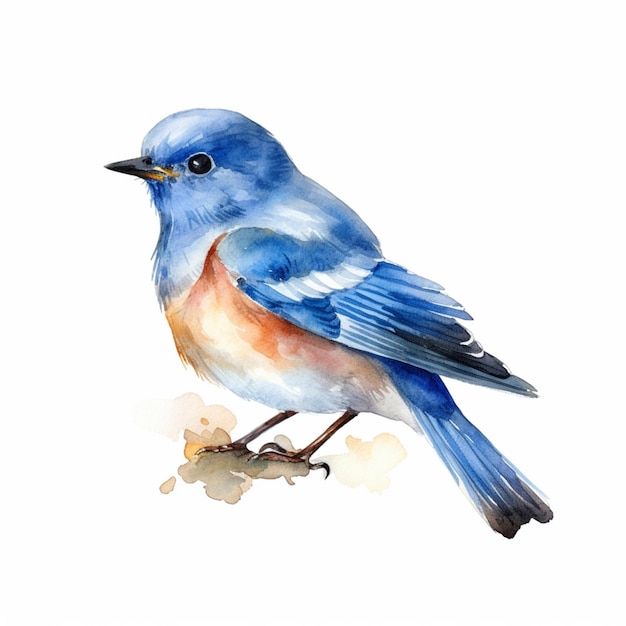 C'è un uccello blu seduto su un ramo di un albero generativo ai