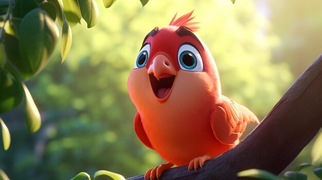 c'è un uccello rosso con un grande sorriso sul suo viso generativo ai