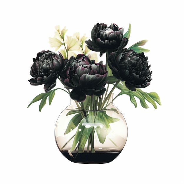 C'è un vaso con fiori su uno sfondo bianco ai generativo