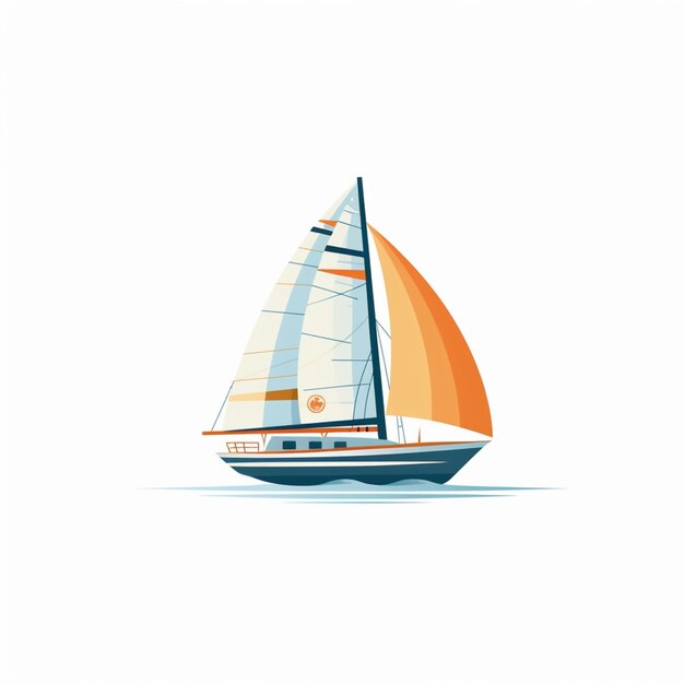 c'è una barca a vela con una vela arancione sull'acqua ai generativa