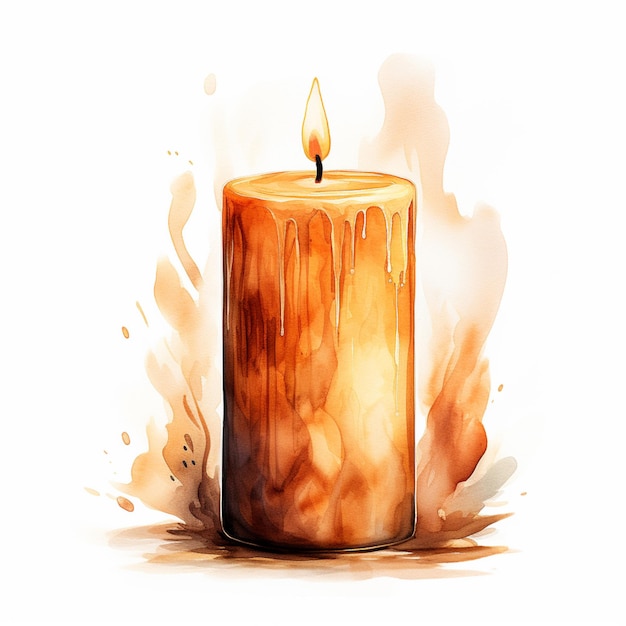 C'è una candela che brucia su uno sfondo bianco generativo ai