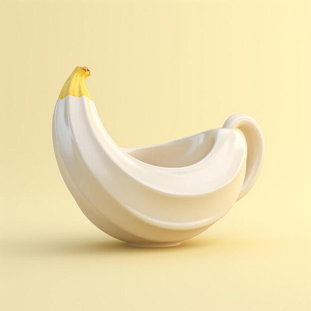 c'è una ciotola bianca con una banana su di essa generativo ai