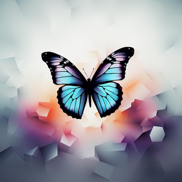 C'è una farfalla che è seduta su uno sfondo colorato ai generativo