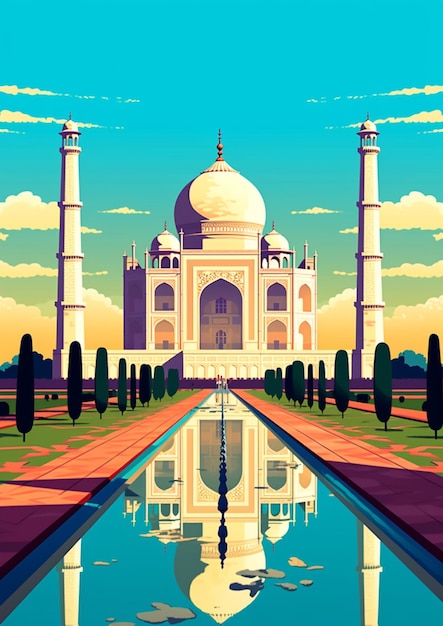 C'è una foto di un bellissimo Taj Mahal in India generativo ai