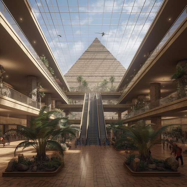 C'è una grande piramide al centro di un edificio generativo ai