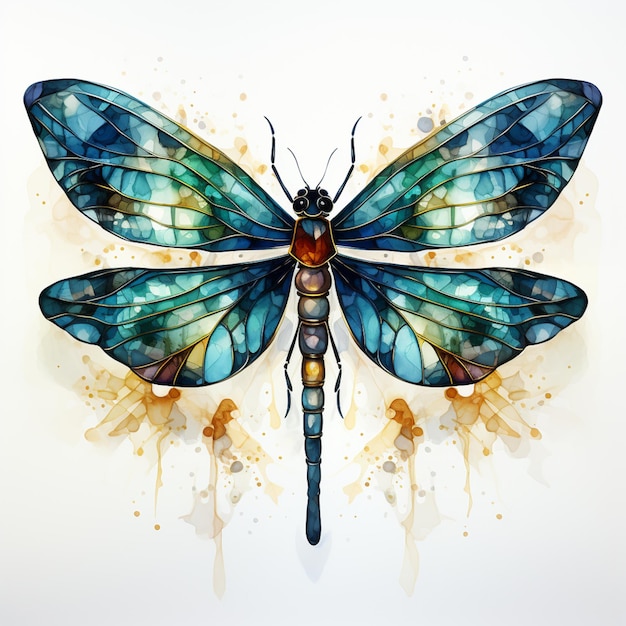 c'è una libellula blu con un occhio marrone sopra che genera l'intelligenza artificiale
