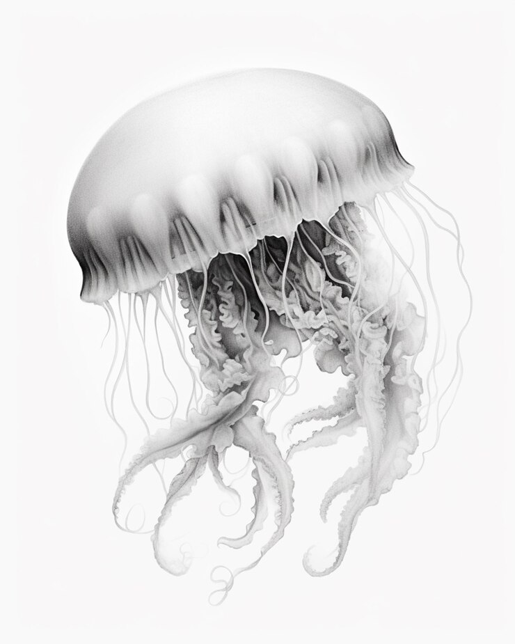 C'è una medusa che galleggia nell'acqua generativa ai