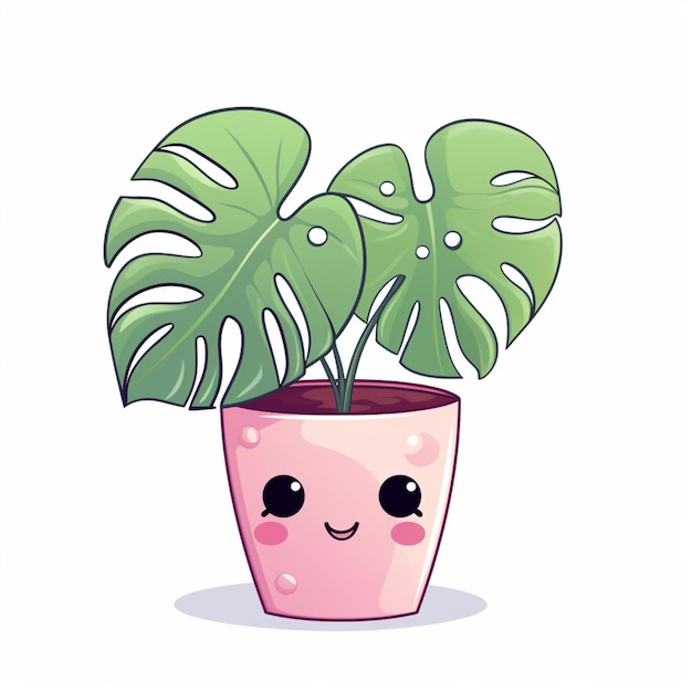 c'è una pianta con una faccia su di essa in un vaso generativo ai