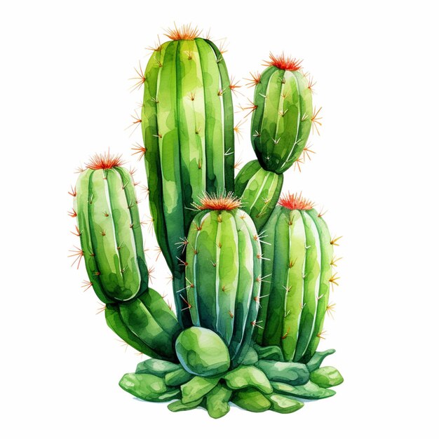 C'è una pianta di cactus con punte rosse su di essa generativo ai