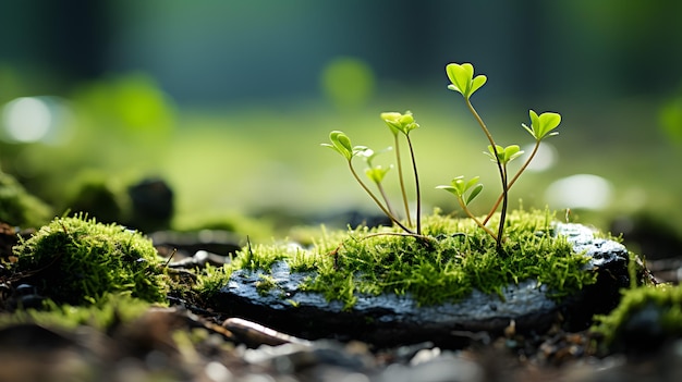 c'è una piccola pianta che cresce dal terreno AI generativa