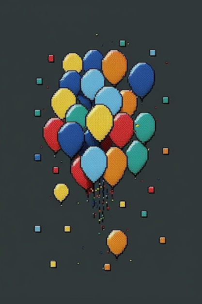 C'è una pixel art di un gruppo di palloncini generativi ai
