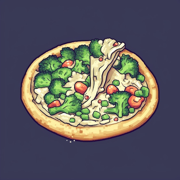 c'è una pizza con broccoli e carote sopra ai generativa