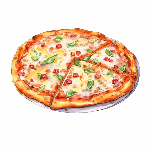 c'è una pizza con una fetta mancante su un piatto generativo ai