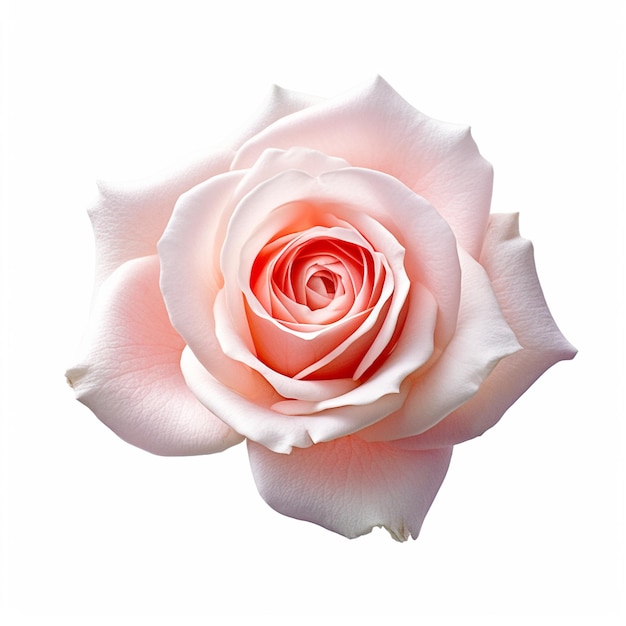 C'è una rosa rosa che si trova su uno sfondo bianco ai generativo
