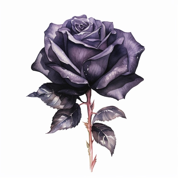 c'è una rosa viola con gocce d'acqua su di essa ai generativa