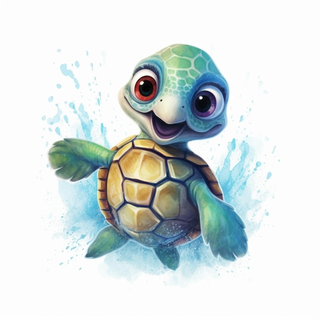 c'è una tartaruga dei cartoni animati che sorride e agita l'ai generativa