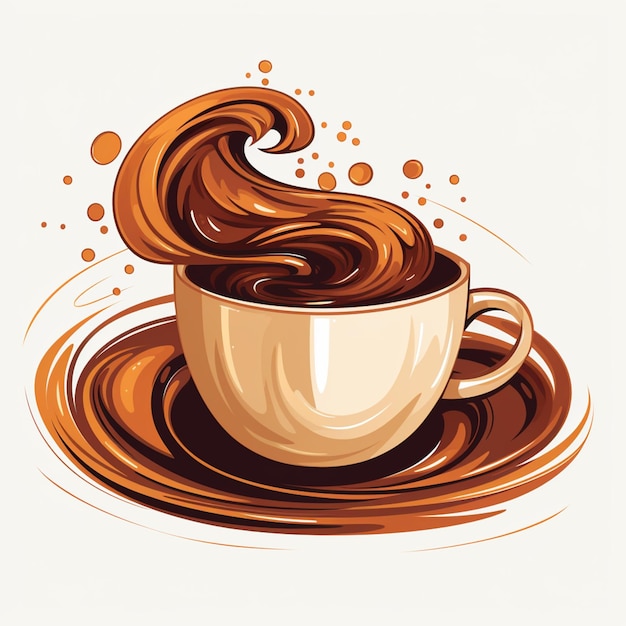 c'è una tazza di caffè con salsa di cioccolato su di esso generativo ai