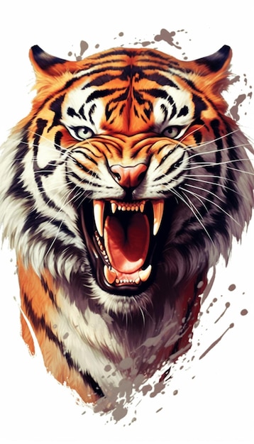 C'è una tigre con la bocca aperta e la bocca spalancata generativa ai