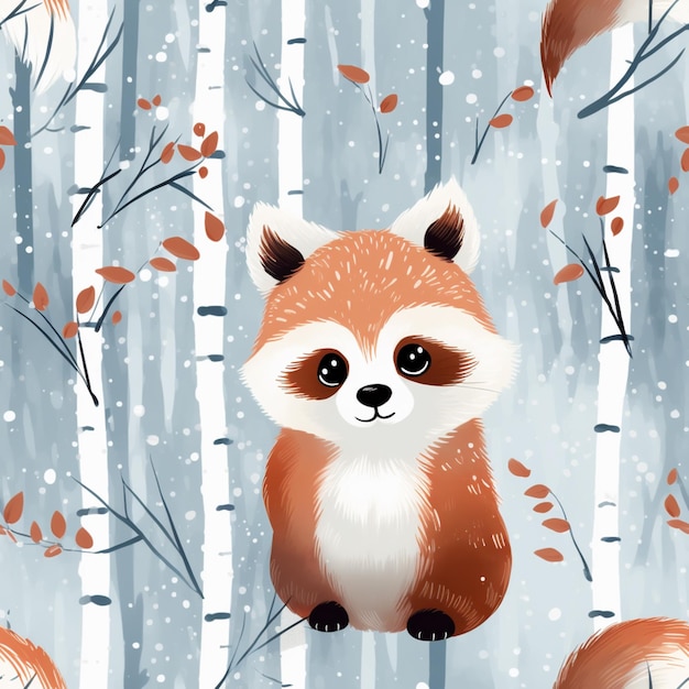 C'è una volpe rossa seduta su un ramo d'albero nella neve generativa ai