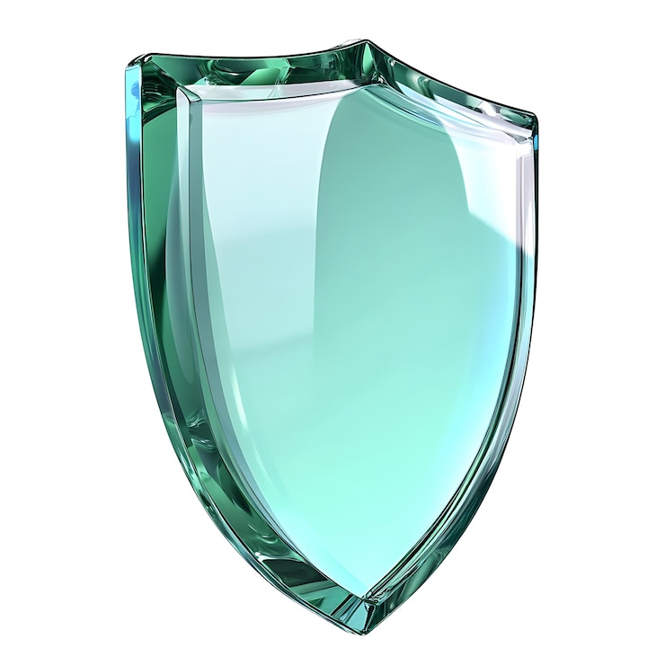 c'è uno scudo di vetro con uno sfondo verde su uno sfondo bianco
