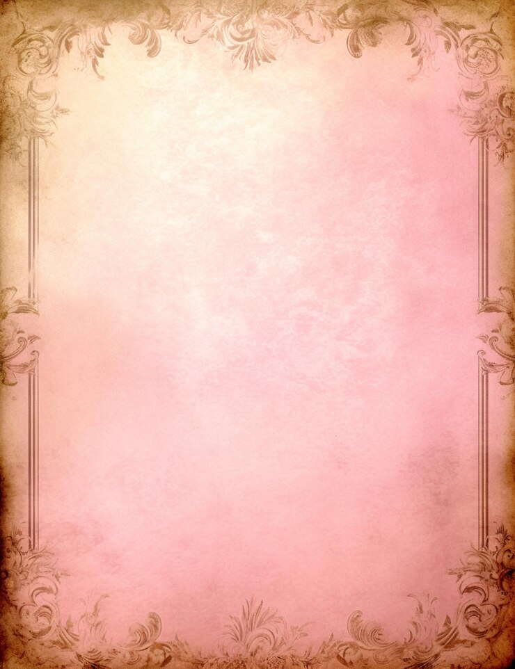 c'è uno sfondo rosa con un bordo decorativo e un bordo di fiori generativi ai