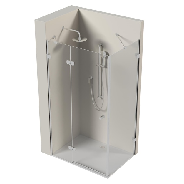 cabina doccia isolata su sfondo bianco illustrazione 3D rendering cg