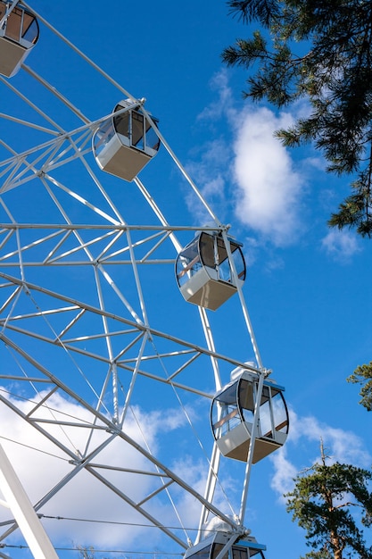 Cabine vuote della ruota panoramica contro il cielo