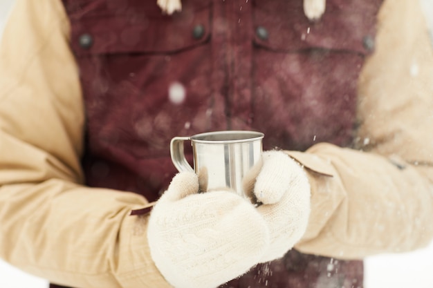 Cacao caldo all'aperto