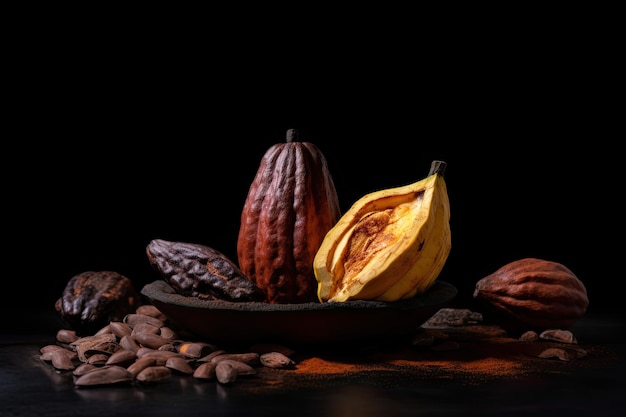 Cacao su sfondo nero