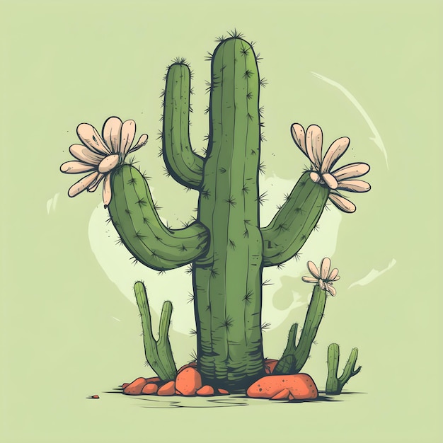 Cactus cartoon retrò ai generativo