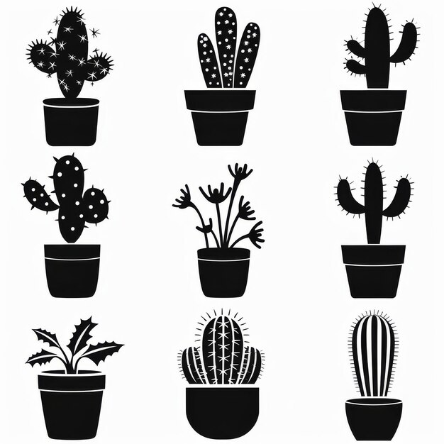 Cactus di Natale Schlumbergera Ringraziamento Cactus Crab Cactus Holiday Cactus Pot Plant Icon Set