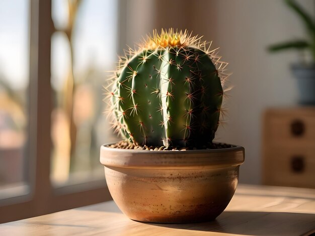 Cactus in una pentola all'interno del soggiorno