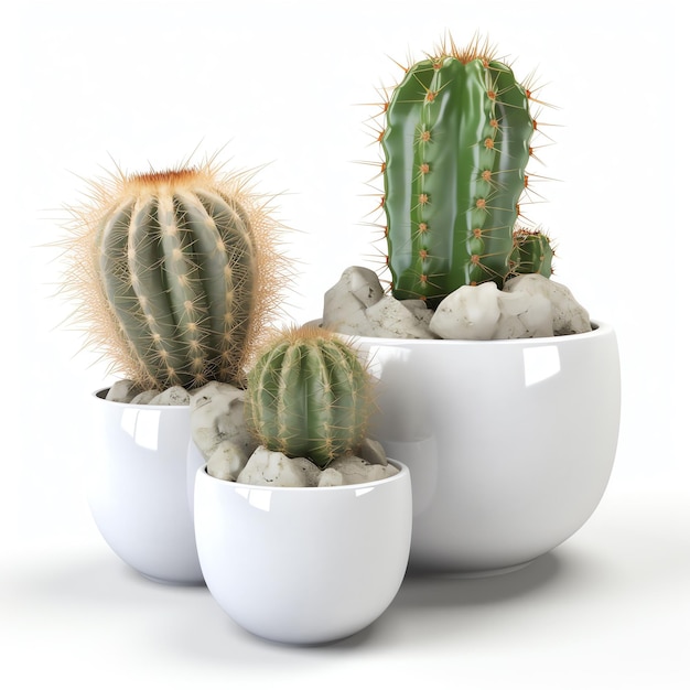 Cactus isolato su sfondo bianco frullatore 3d generato ai