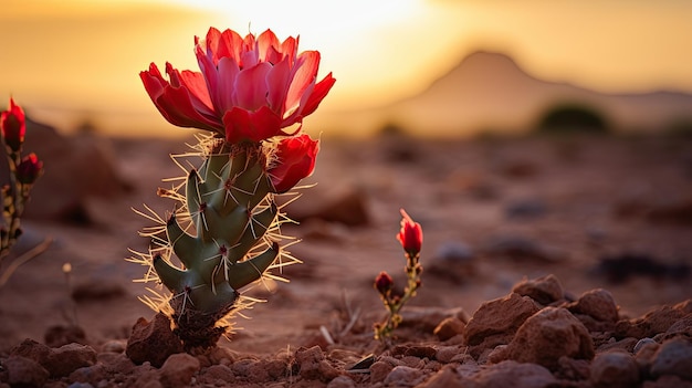 Cactus nel deserto al tramonto Un'immagine serena della bellezza della natura