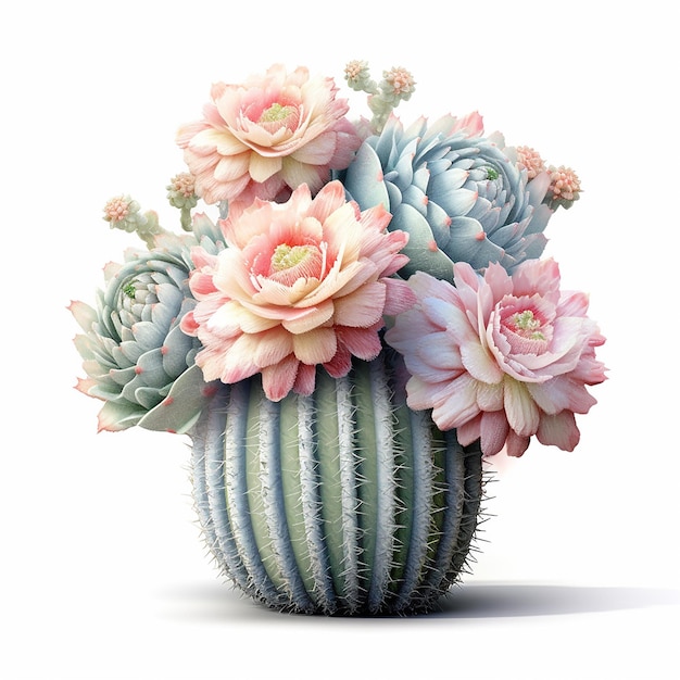 Cactus pastello isolato su sfondo bianco
