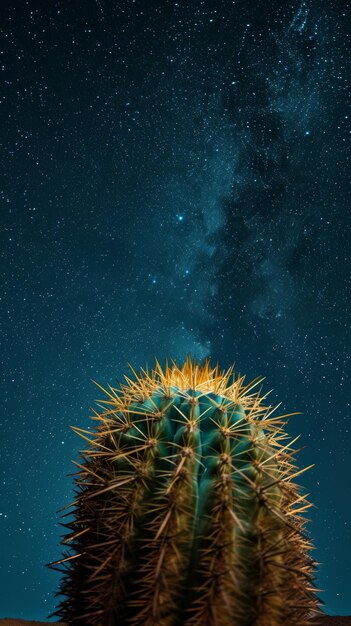 Cactus sotto il cielo notturno con le stelle